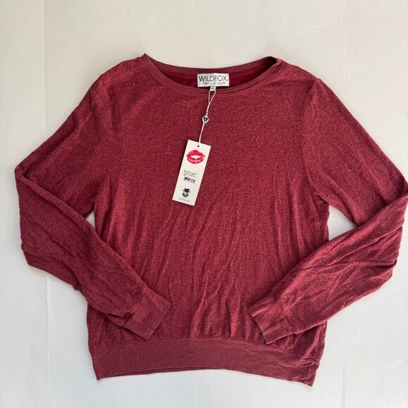 Wildfox Baggy Beach Jumper Pullover Sweater Crimson Crush Red Size Medium NWT - Picture 1 of 5